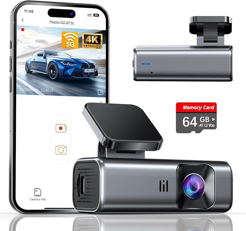 4K Front Dash Cam, 5G WiFi, Night Vision, Loop Recording, G-Sensor, 24