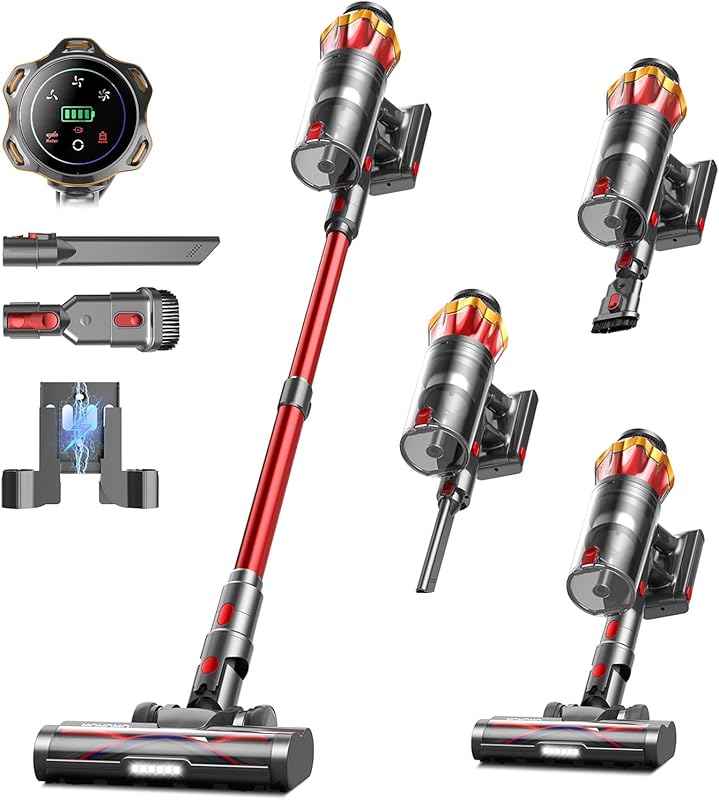 Powerful Cordless Vacuum: 55KPa Suction, 70-Minute Runtime, Self-Stand