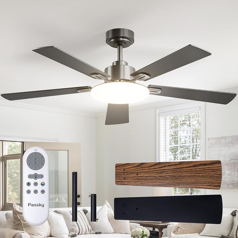 Best Black 52-inch Ceiling Fan with Dimmable Lights, Remote, Quiet Rev