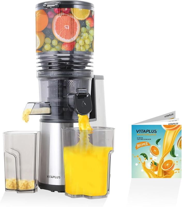 VITAPLUS Cold Press Masticating Juicer with 46 RPM Slow Juicing and 5.