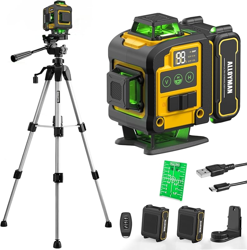 Best 4x360° Green Line Laser Level with Tripod: Self-Leveling for Reno