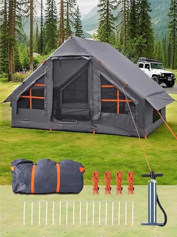 Inflatable Tents for Camping - Easy Blow Up Glamping Tent with Hand Pu