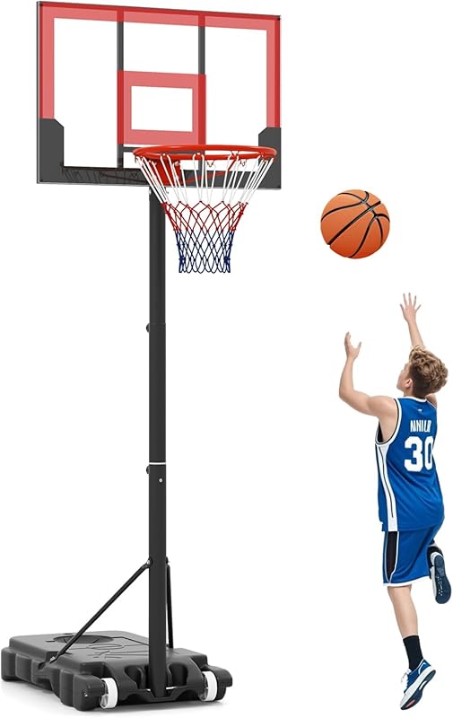 OLAKIDS Portable Outdoor Basketball Hoop: 3.3-7FT Adjustable, Shatterp