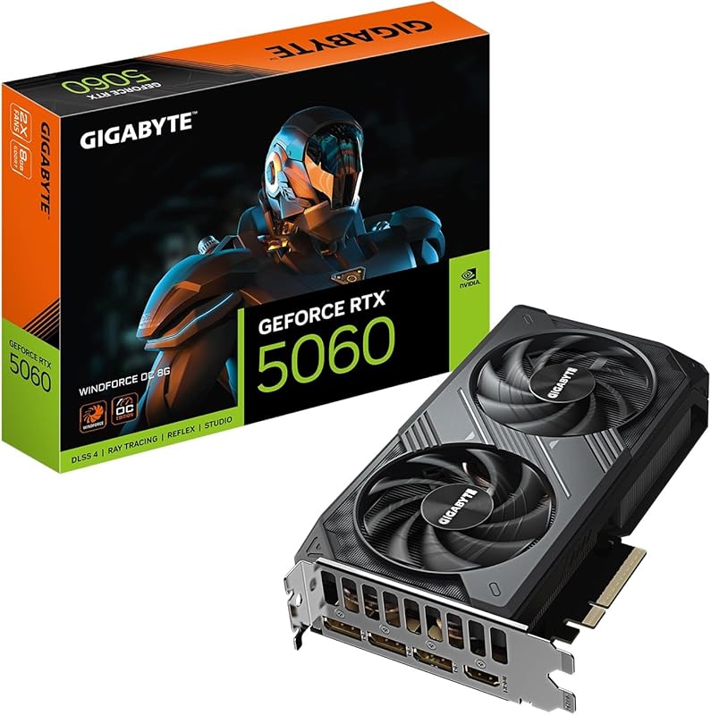 GIGABYTE GeForce RTX 5060 WINDFORCE OC Graphics Card with 8GB GDDR7 an