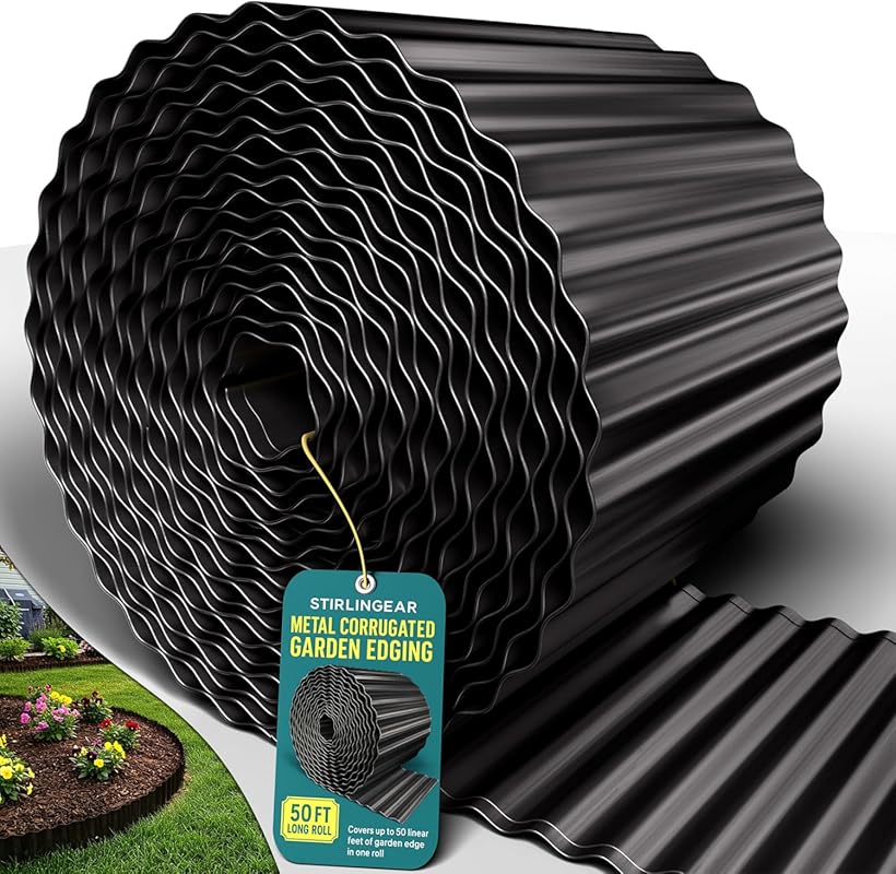 50FT Black Corrugated Metal Landscape Edging – Flexible & Rustproof Ga