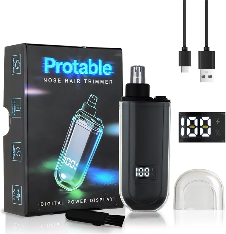 Nose and Ear Hair Trimmer for Men & Women: LED Display, IPX7 Waterproo