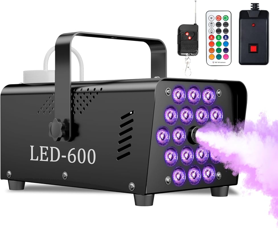 Best Halloween Fog Machine, 600W 2500CFM, with 18 LED 13-Color Lights