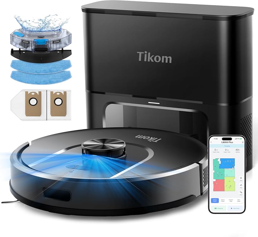 Tikom Self-Emptying Robot Vacuum and Mop: 6000Pa Suction, 90-Day Capac
