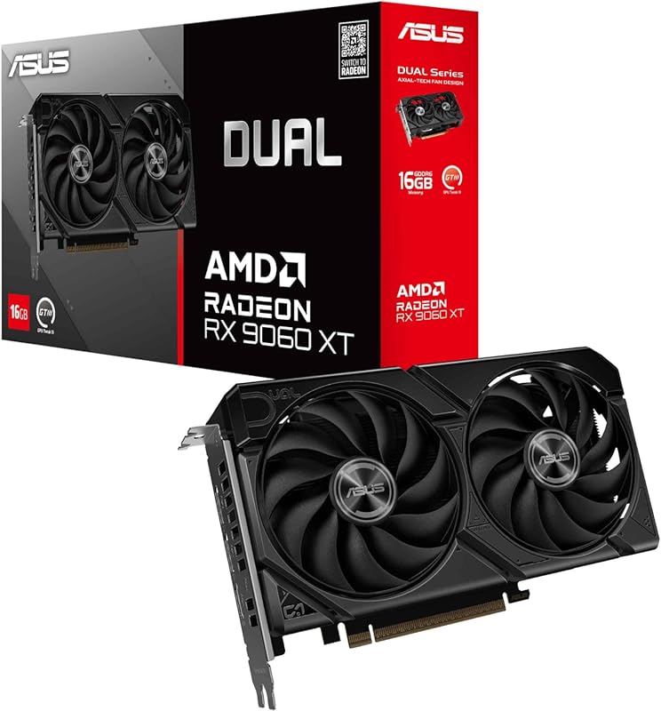 ASUS Dual Radeon RX 9060 XT 16GB GDDR6 Graphics Card with PCIe 5.0, 2.