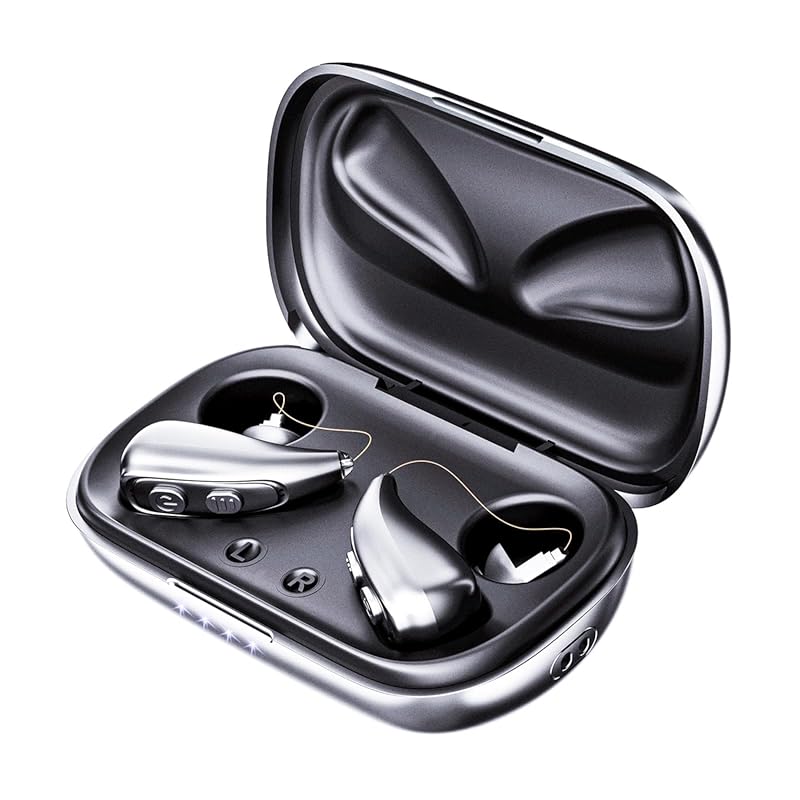 OTC Hearing Aid for Seniors: Rechargeable Case, 32-Channel, 5-Volume,
