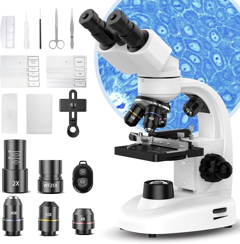 Compound Binocular Microscope for Adults and Kids, 40X-2000X, Features