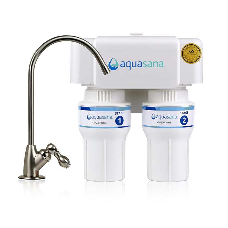 Aquasana 2-Stage Under Sink Water Filter, Reduces PFAS, Lead, Chlorine