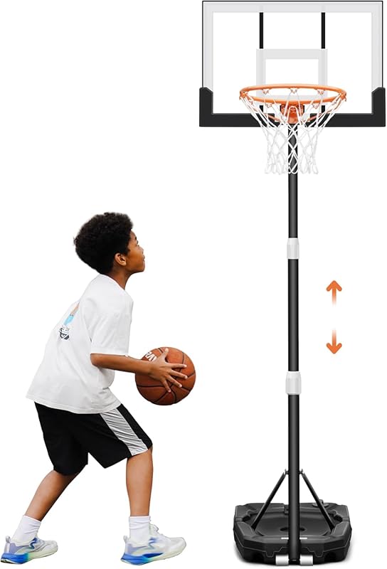 Portable Adjustable Basketball Hoop for Kids and Adults, Outdoor and I