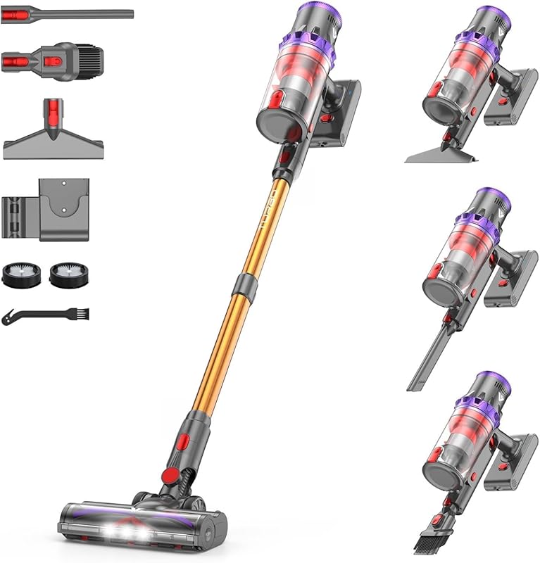 Coovy SU7 Cordless Vacuum: Powerful 50Kpa Suction, 80-Minute Runtime, 