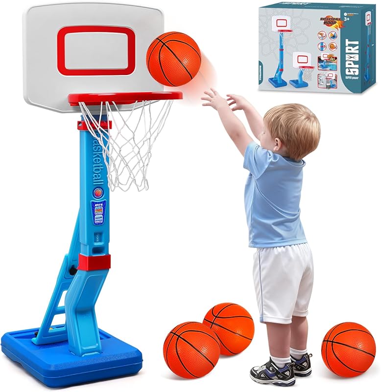 Height-Adjustable Toddler Basketball Hoop for Young Children, Perfect 