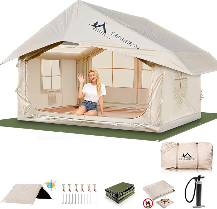 Large Portable Inflatable Glamping Air Tent for 4-6 People with Hand P