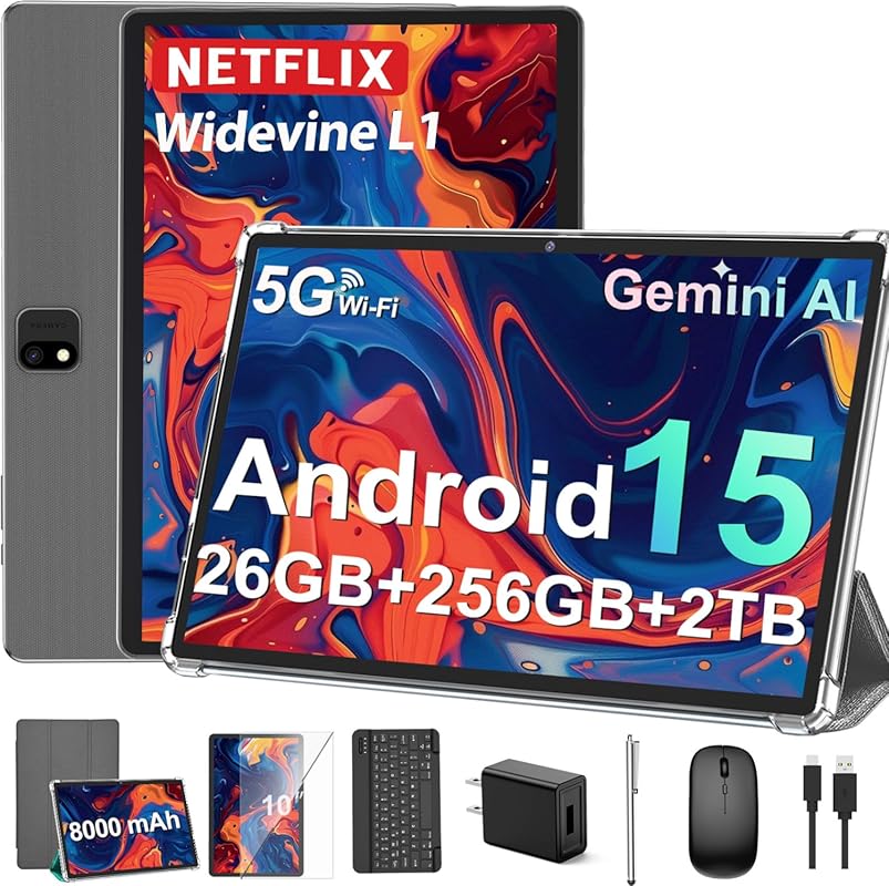 Android 15 Tablet: 10-inch Octa-Core, 26GB RAM, 256GB Storage, Gemini