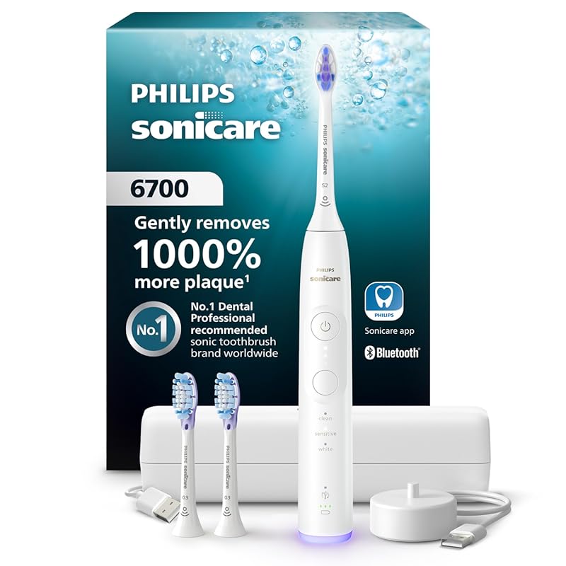 Philips Sonicare 6700 Electric Toothbrush: Pressure Sensor, 9 Modes, S