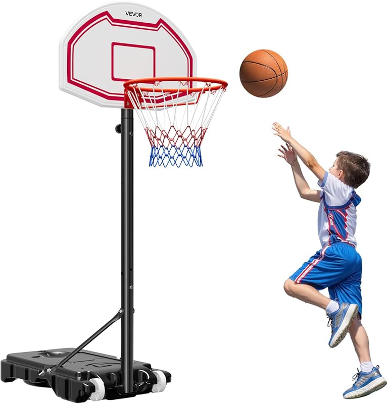 Kids Portable Height-Adjustable Basketball Hoop and Goal with Nylon Ne