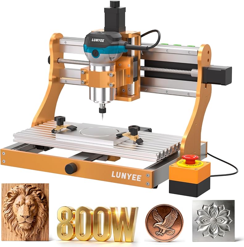 LUNYEE 3020 CNC Router Machine: All-Metal, Linear Guides, Ball Screw, 
