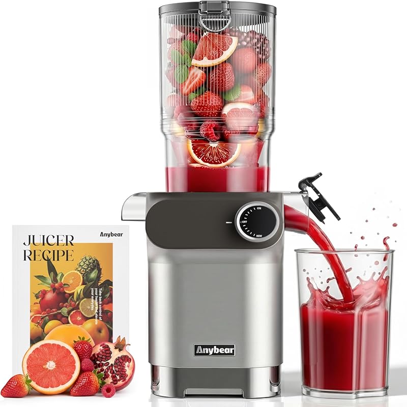 Anybear Cold Press Slow Juicer: 4.3-inch Large Chute, Heavy-Duty Auger