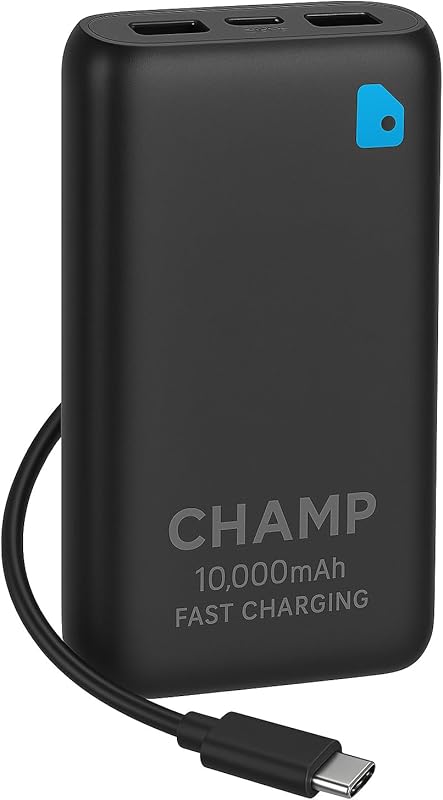 Champ 10,000mAh Portable Power Bank: Fast 20W Dual USB-C with Built-in