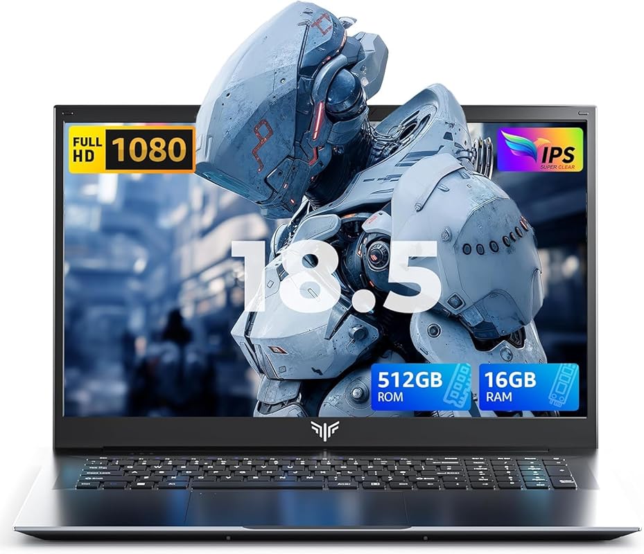 18.5-inch Full HD IPS Laptop: Intel N150 Quad-Core, 16GB RAM, 512GB SS