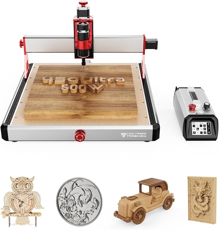 Twotrees TTC450 Ultra CNC Router: Desktop All-Metal 3-Axis with 500W S