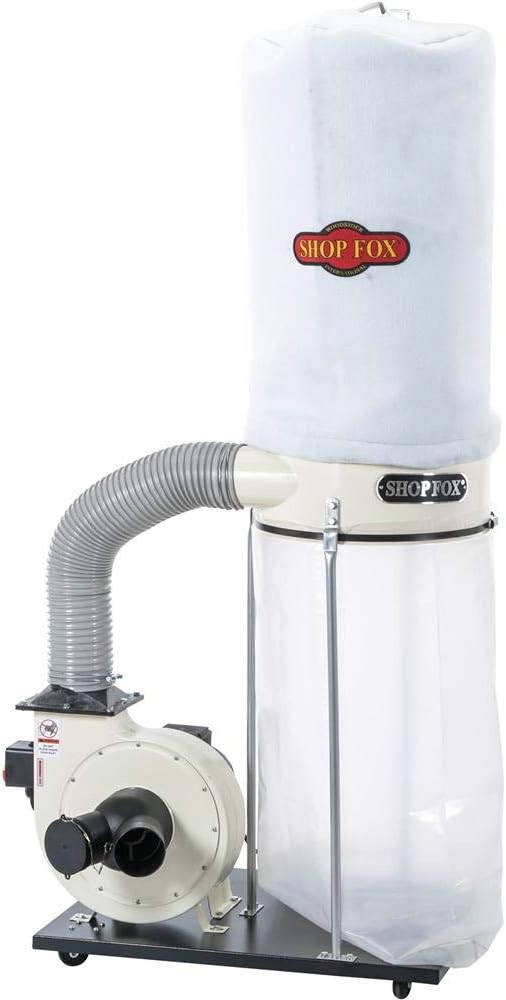 Shop Fox W1685 1-1/2 HP Dust Collector in White for Woodworking Dust C