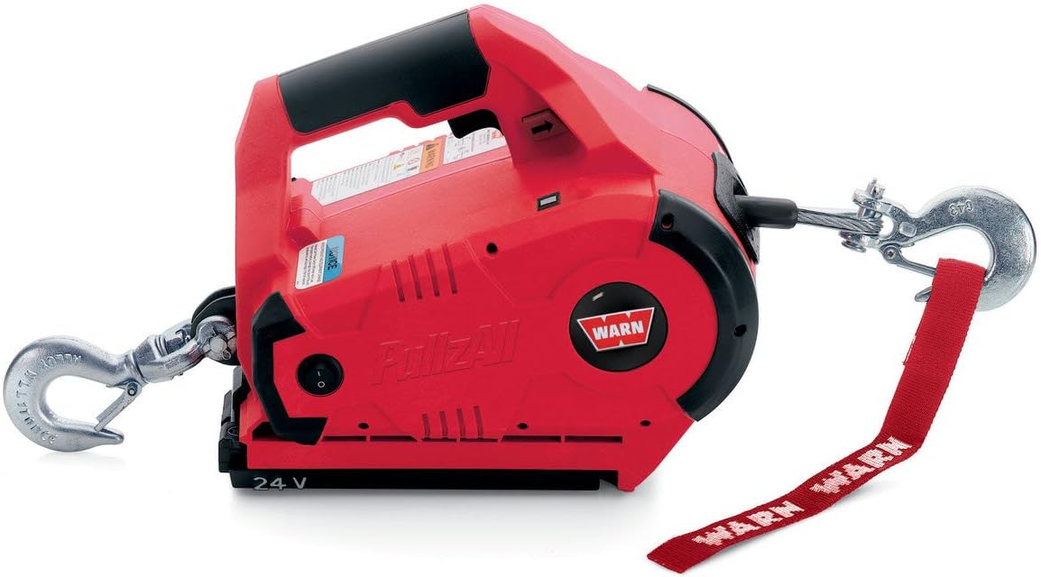 WARN 885005 PullzAll Cordless 24V Portable Electric Winch, 1000 lb Cap