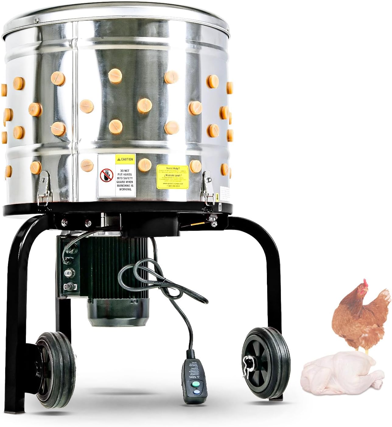 Heavy Duty Electric Stainless Steel Chicken Plucker: 1HP, 120V, 92 Sof