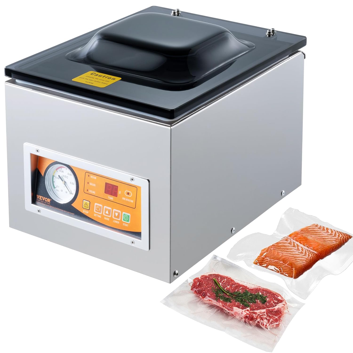 BestEquip 260W Chamber Vacuum Sealer: Compact Wet Food & Meat Packer f