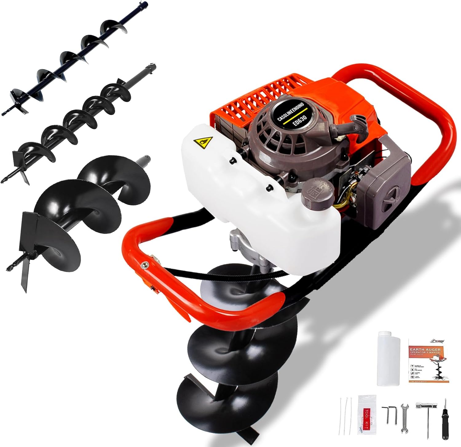 DC HOUSE 63cc Gas Powered Post Hole Digger Auger with 4