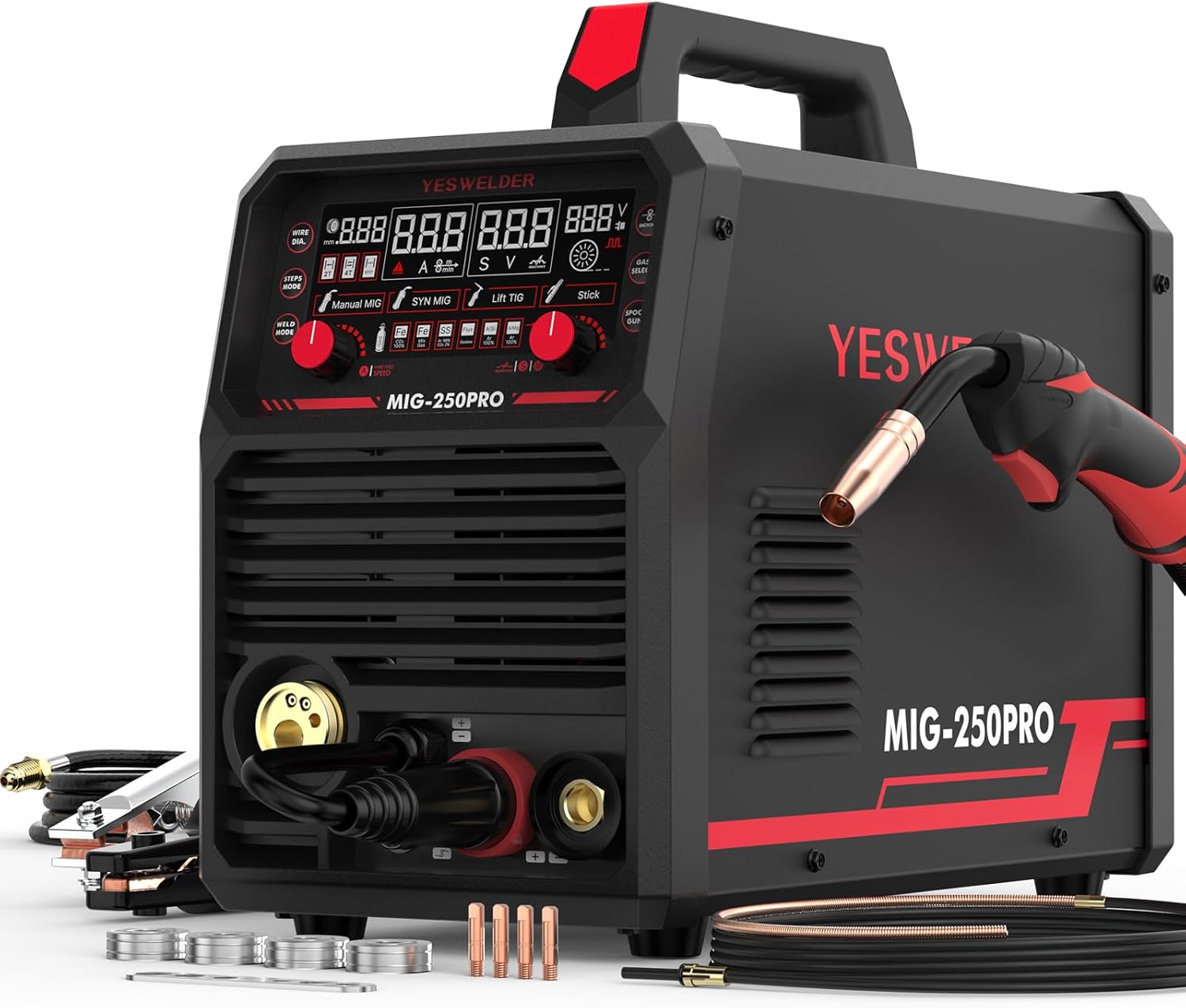 YESWELDER MIG-250PRO 250A Multiprocess Welder, 6-in-1 MIG/Pulsed MIG/F
