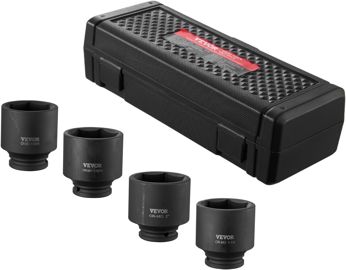 VEVOR 1/2" Drive Axle Nut Impact Socket Set, 4-Piece SAE CR-MO 6-Point