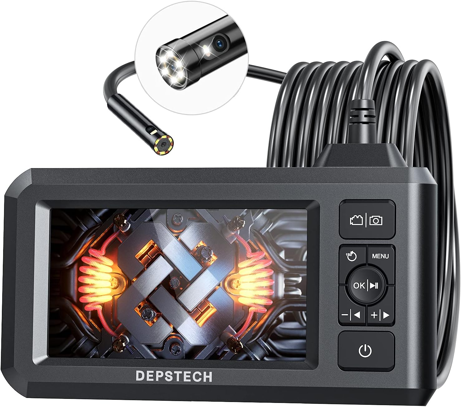 DEPSTECH Dual Lens Industrial Endoscope: 1080P, 4.3