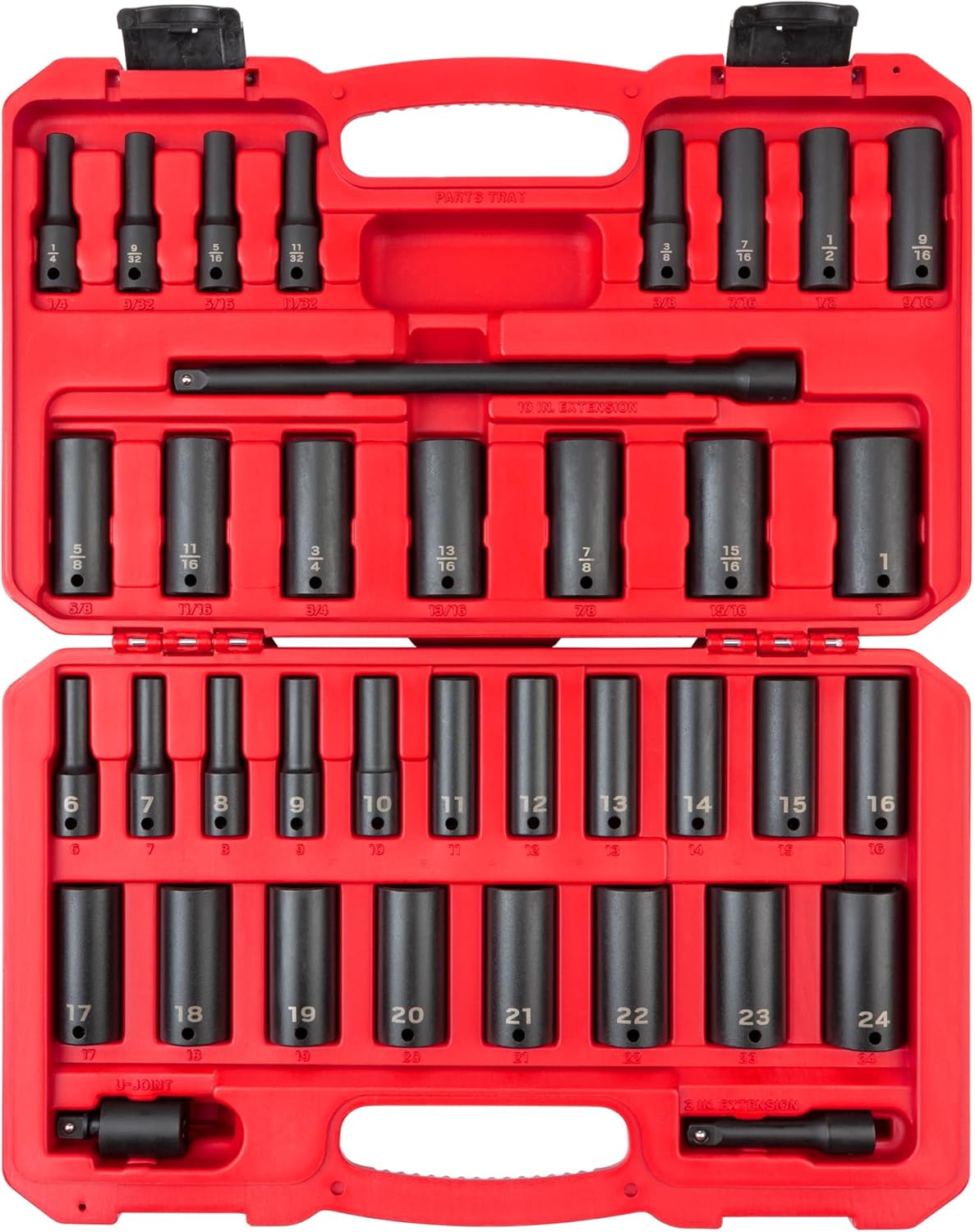 TEKTON SID91403 3/8" Drive Deep 6-Point Impact Socket Set, 37-Piece, S