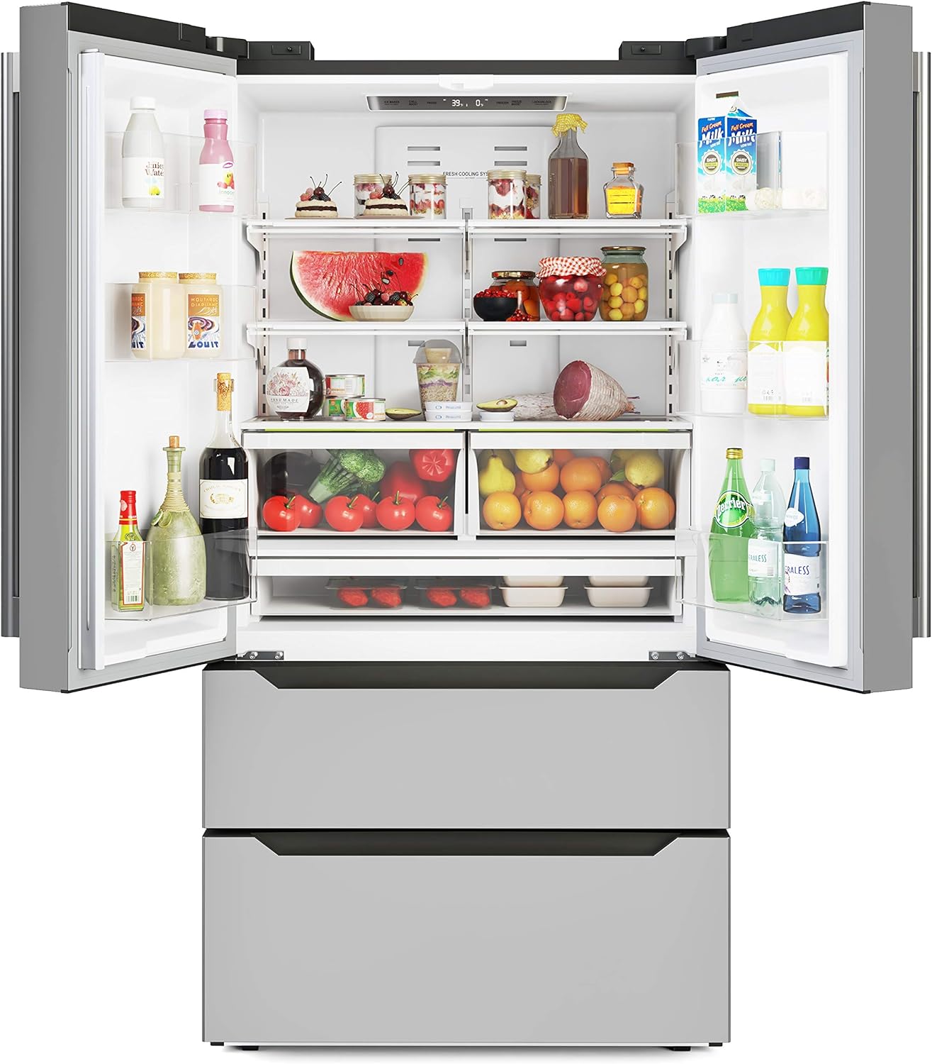KoolMore 22.5 Cu.Ft Counter Depth French Door Refrigerator with Ice Ma