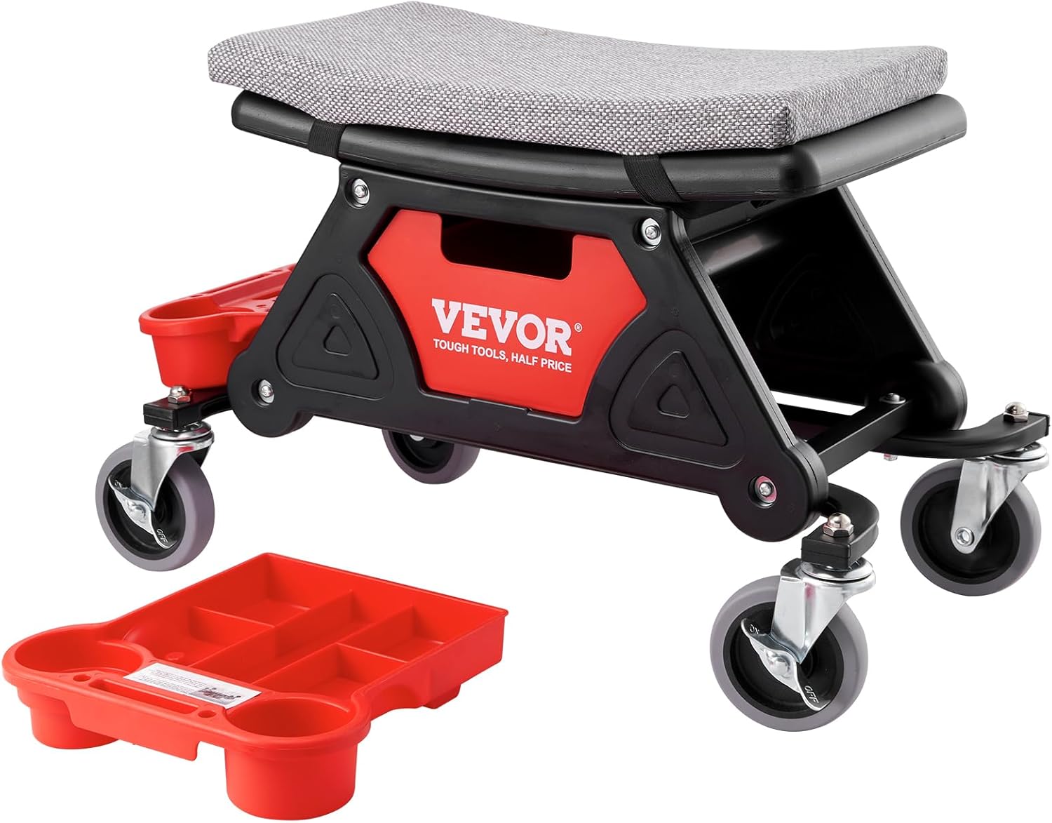 VEVOR Heavy-Duty Rolling Mechanic Stool, 300 LBS Capacity Garage Seat