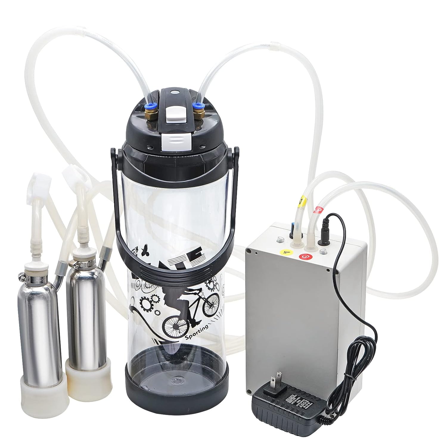 3L Portable Electric Cow Milking Machine: Pulsation Vacuum Pump, 2 Tea
