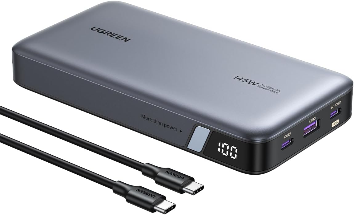 UGREEN Nexode 145W 25000mAh 3-Port USB-C PD Power Bank for Laptops, Ph