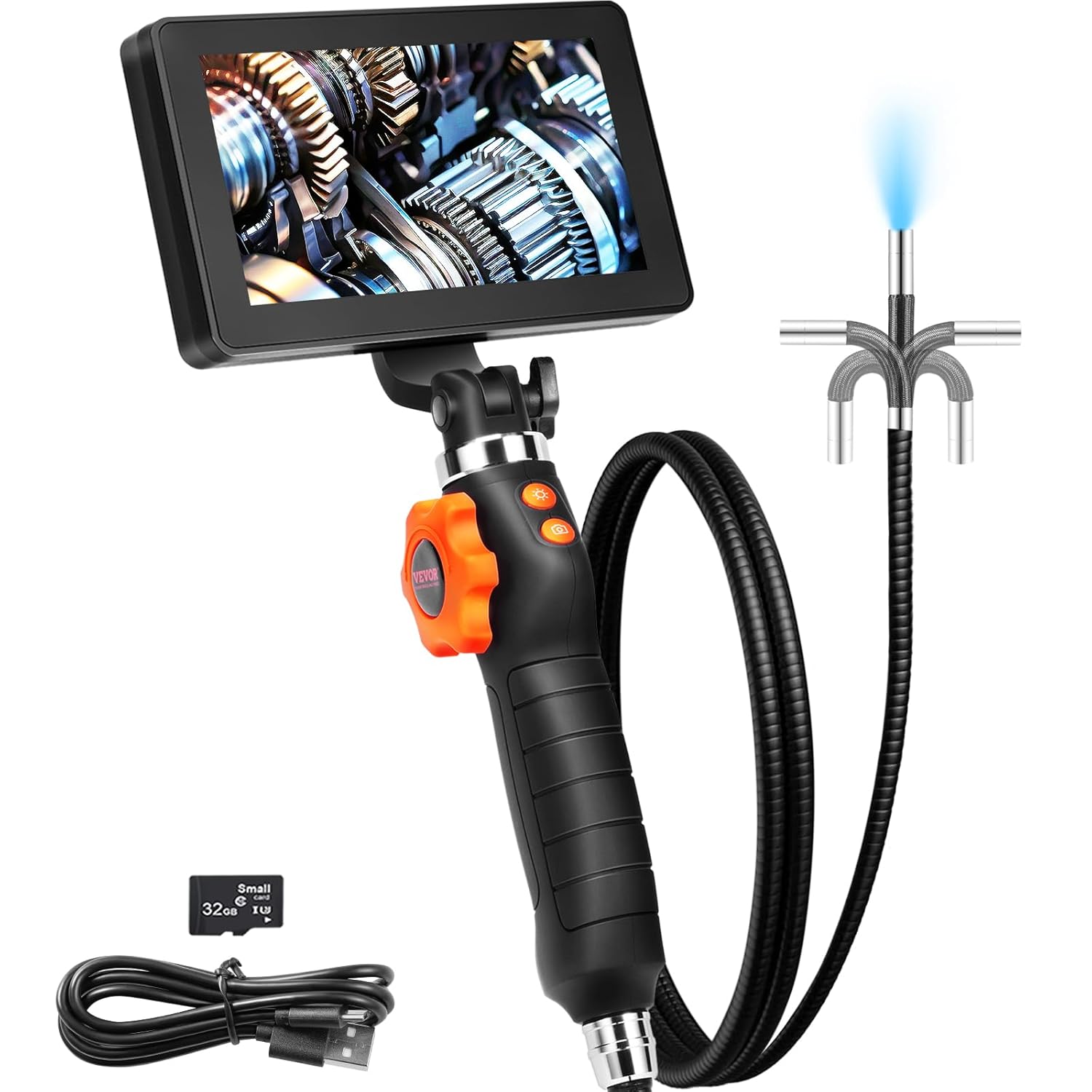 VEVOR Articulating Borescope Camera: Two-Way 6.4mm Lens, 5