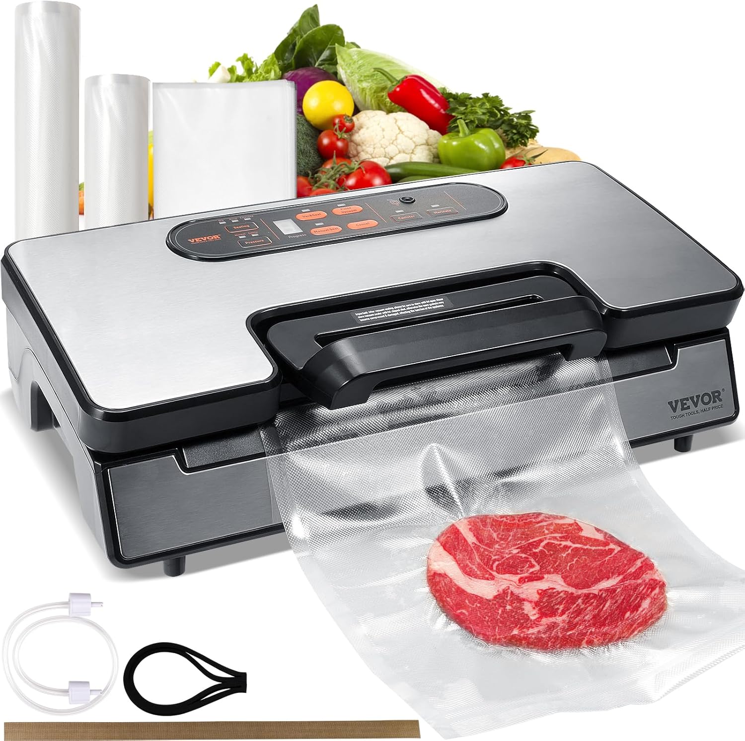 VEVOR Vacuum Sealer Machine for Dry/Moist Food, Auto/Manual, Built-in 