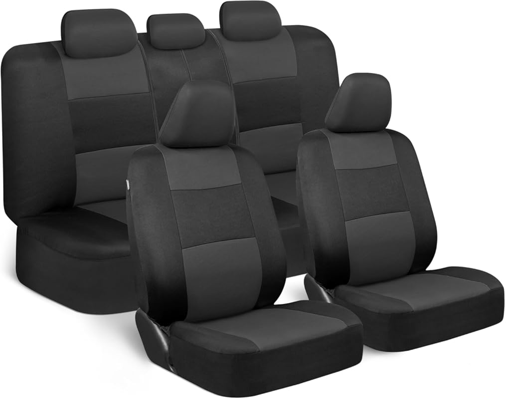 BDK PolyPro Full Set Car Seat Covers – Charcoal/Black, Split Bench, Ea