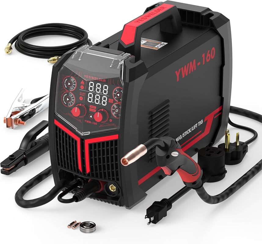 YESWELDER 160A Gas/Gasless 4-in-1 Multiprocess MIG Welder, Synergic Co