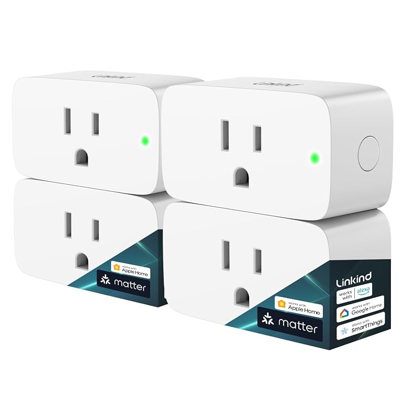 Linkind Matter Smart Plug Outlet, Multi-Platform Compatible, 15A Timer
