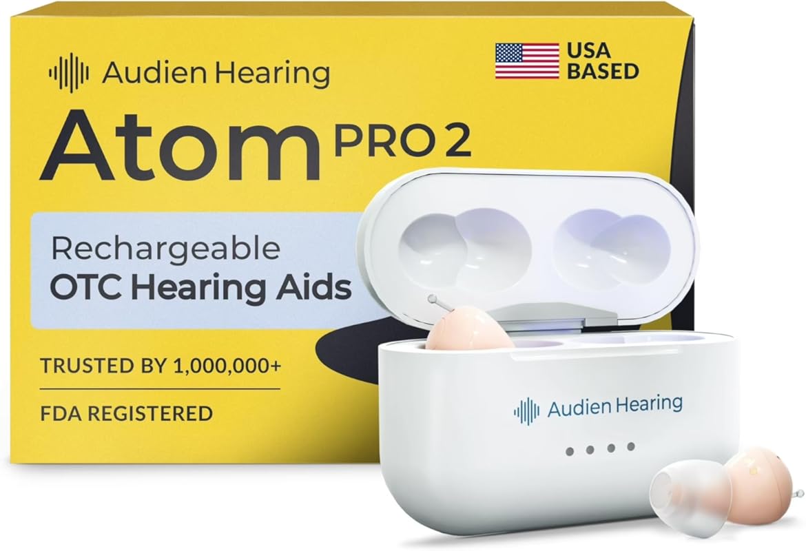 Audien Hearing ATOM PRO 2 Wireless Rechargeable OTC Hearing Aids: Prem