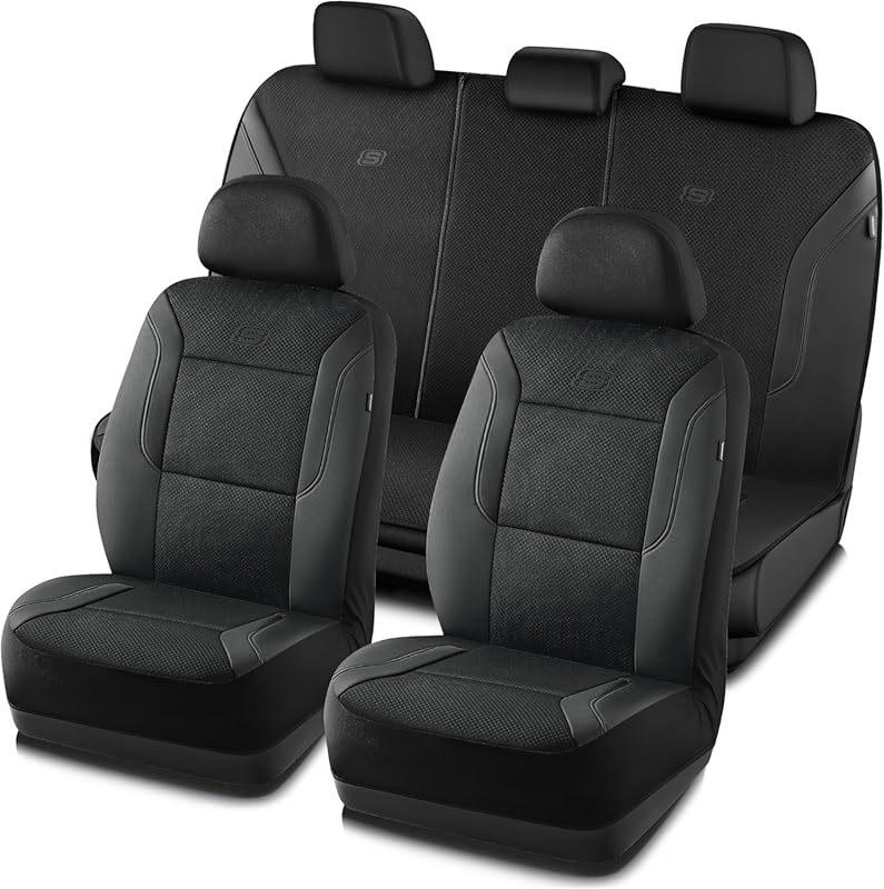 Skechers Memory Foam Air Cool Mesh Car Seat Covers – Thick, Black, Air