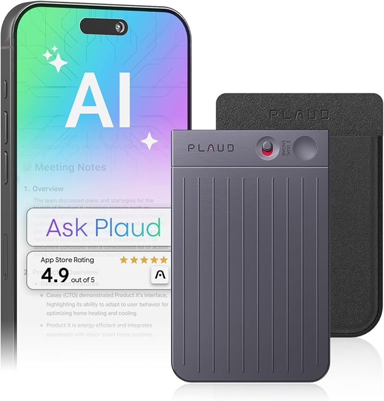 Plaud Note AI Voice Recorder (Non-Pro): 64GB, App Control, AI Transcri