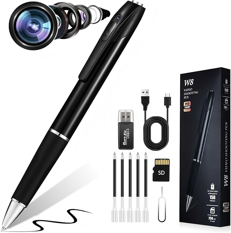2026 Upgrade 1080P HD Mini Hidden Camera Pen Nanny Cam with Long Batte